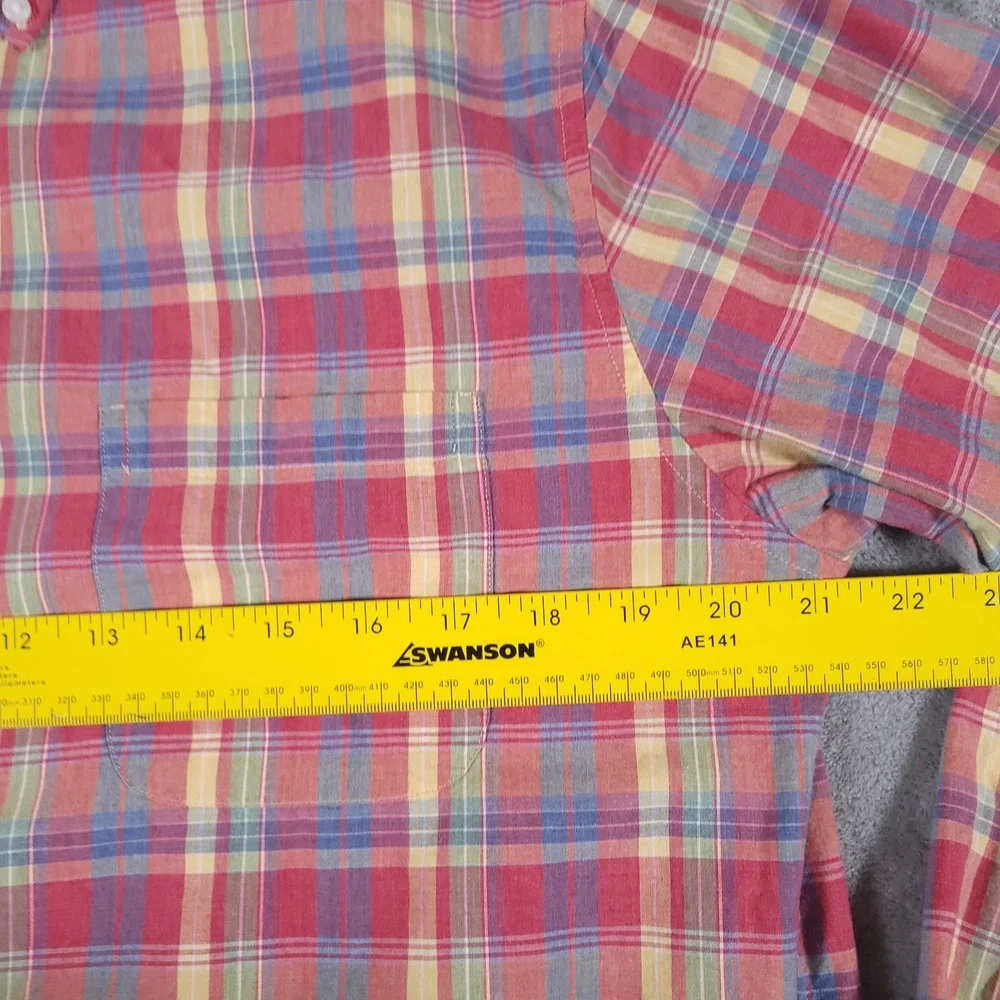 J Crew Shirt Mens Medium Red Yellow Blue Plaid Button Down Classic Cotton Casual